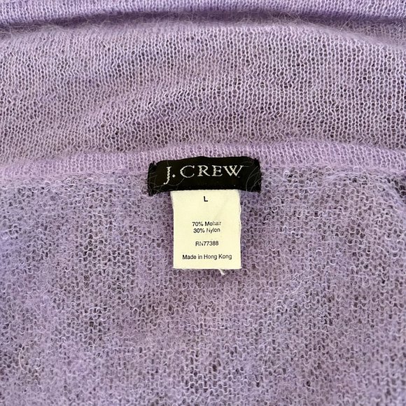 J Crew Deep Purple Mohair Blend Cardigan with Full Zip Turtle Neckline Size L - Picture 4 of 7